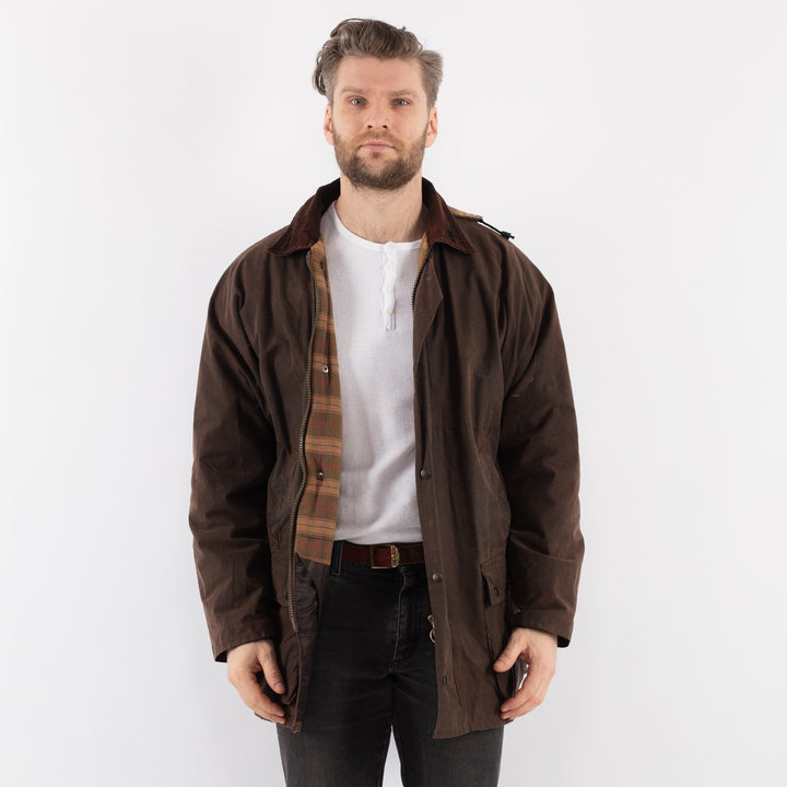 Vintage 90's Men Waxed Canvas Jacket in BrownZ905