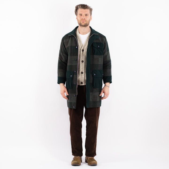Vintage 90's Men Wool Blend Coat in GreenZ1626