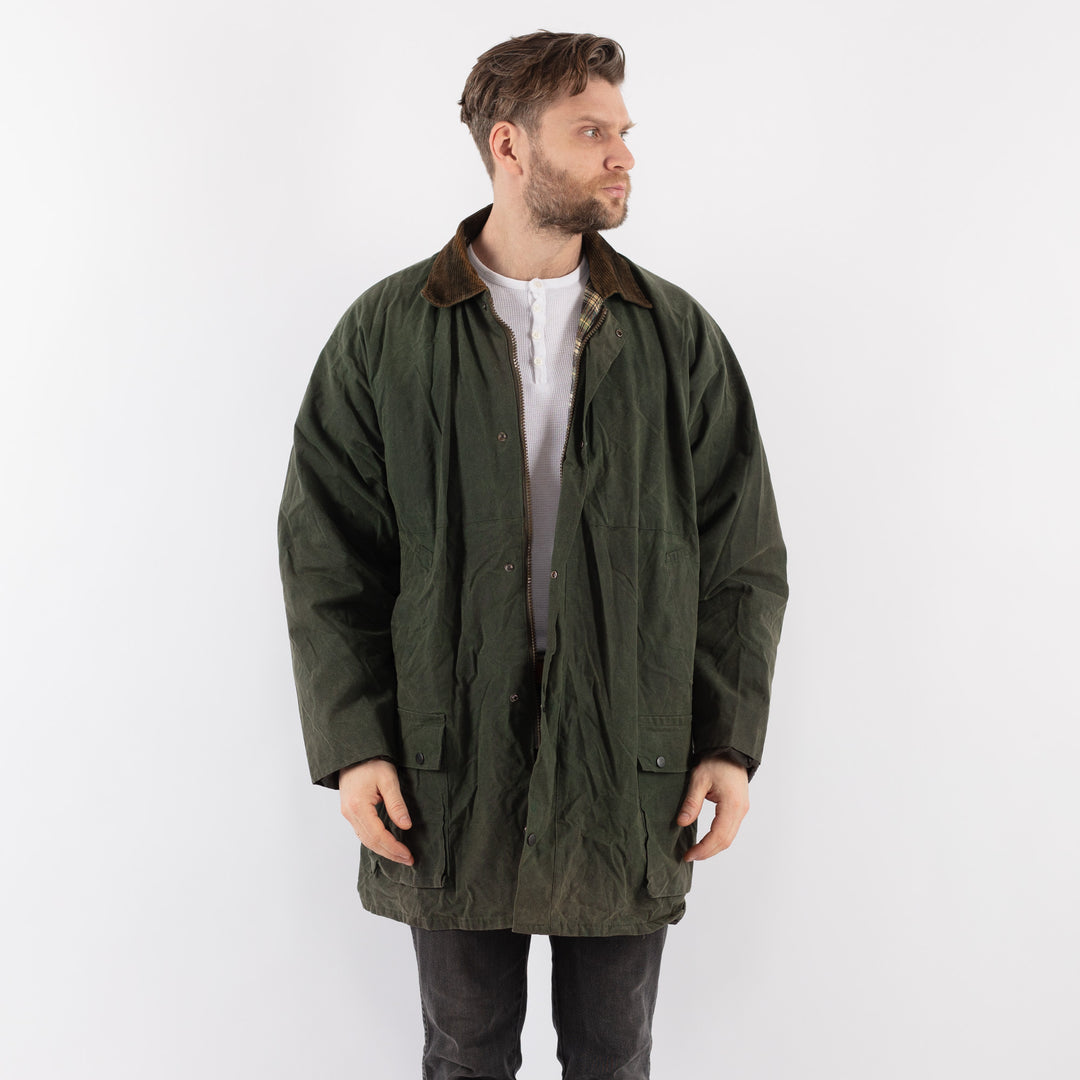 Vintage 90's Men Waxed Canvas Jacket in GreenZ906