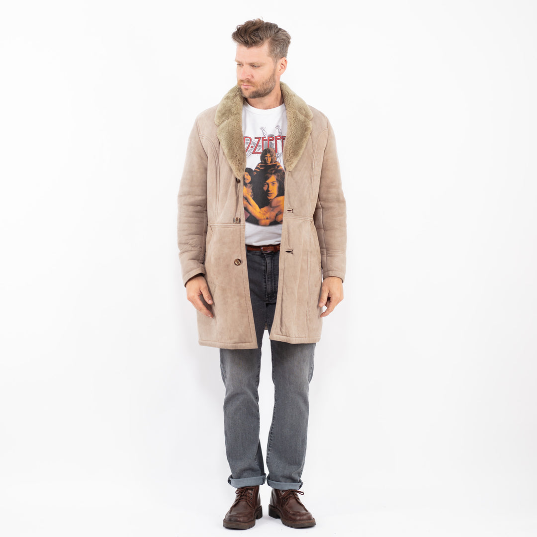 Vintage 80's Men Sheepskin Coat in BeigeZ2282