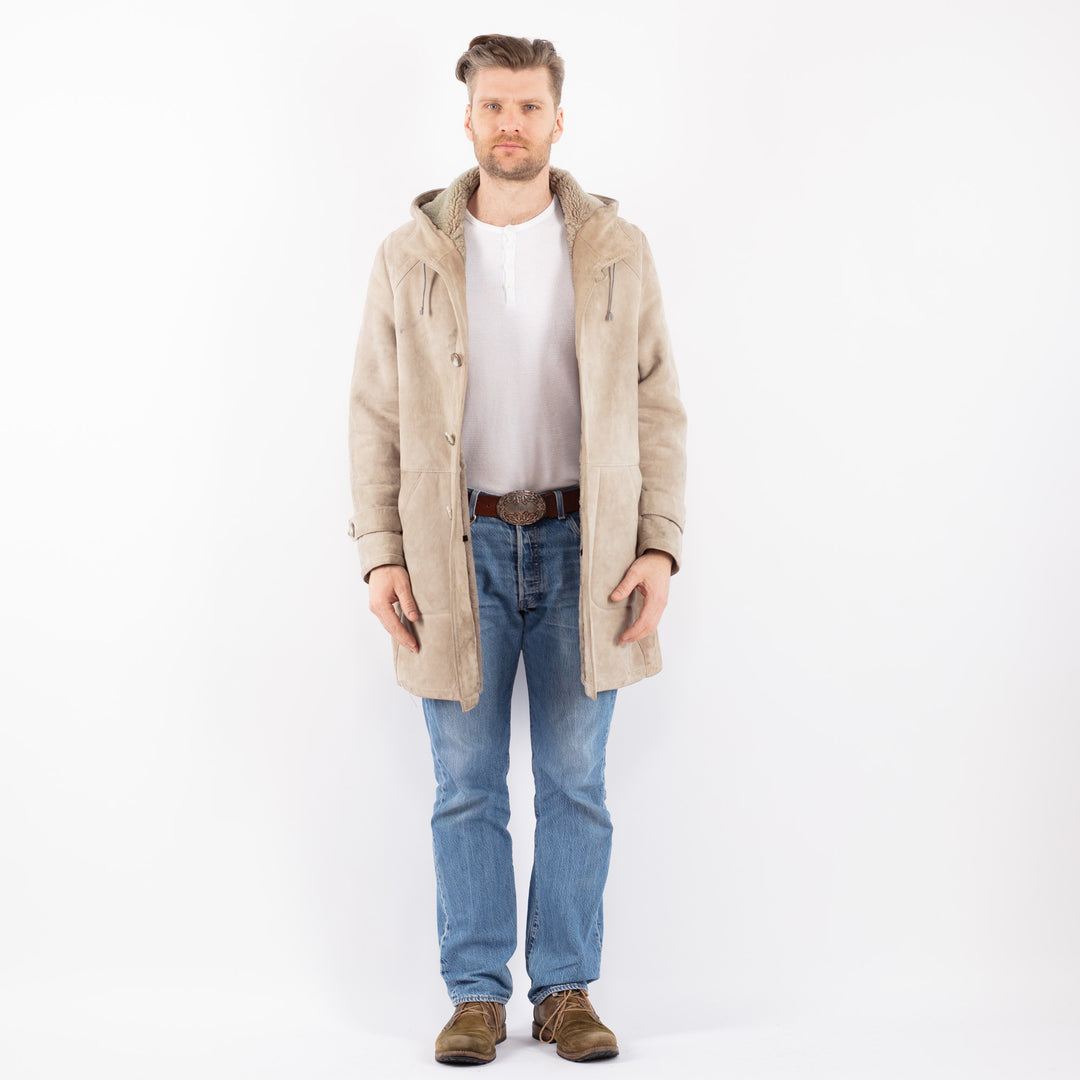 Vintage 90's Men Sheepskin Coat in BeigeZ1411