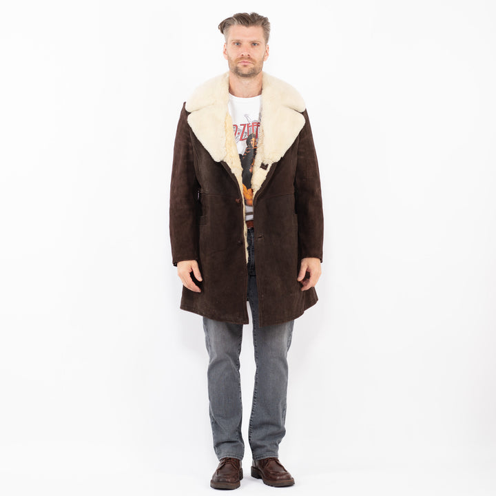 Vintage 70's Men Sheepskin Coat in BrownZ2058