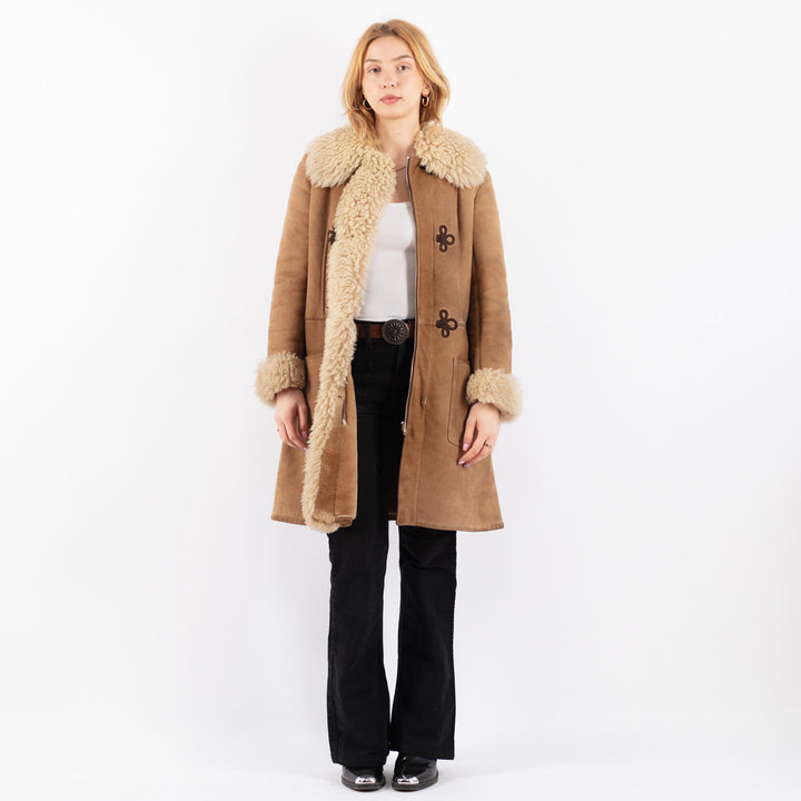 Vintage 70's Women Sheepskin Coat in BeigeV9656