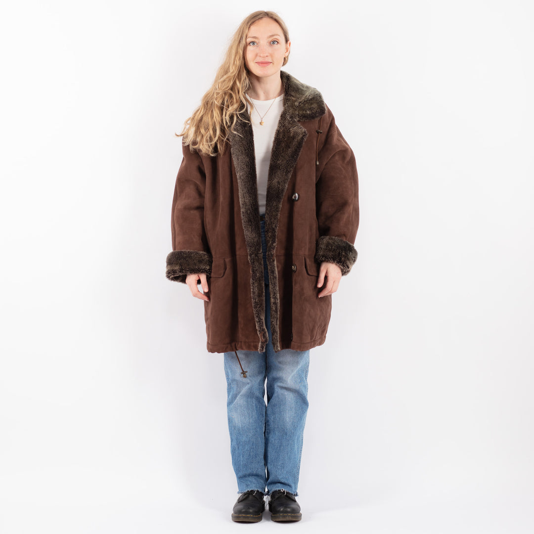Vintage 90's Women Sheepskin Coat in BrownV9462
