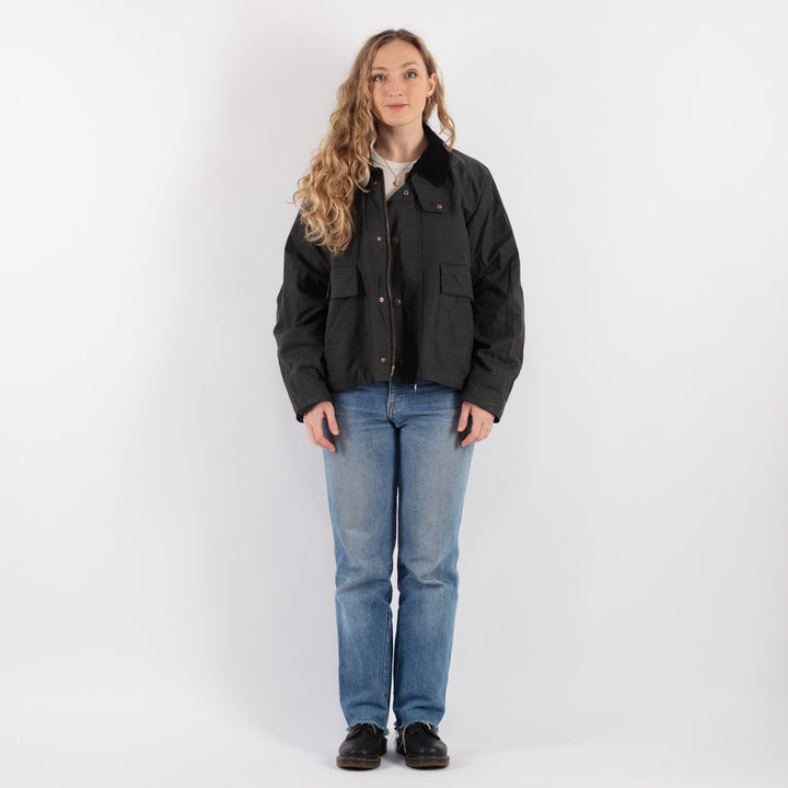 Vintage 90's Women Waxed Cotton Jacket in Gray - NorthernGrip