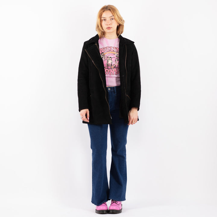 Vintage 90's Women Sheepskin Coat in BlackV9553