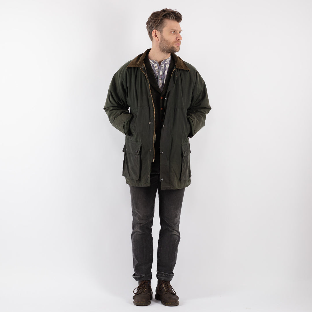 Vintage 90's Men Waxed Canvas Jacket in Green - NorthernGrip
