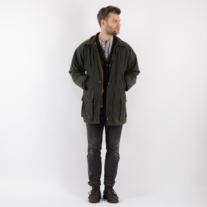 Vintage 90's Men Waxed Canvas Jacket in Green - NorthernGrip