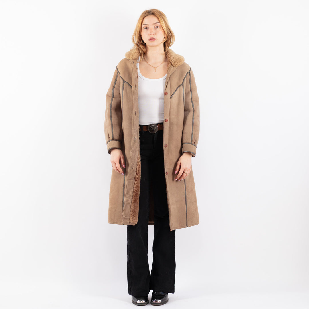 Vintage 70's Women Sheepskin Coat in BeigeV9657