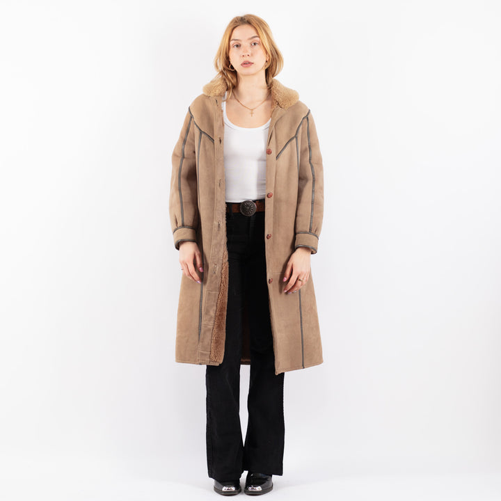 Vintage 70's Women Sheepskin Coat in BeigeV9657