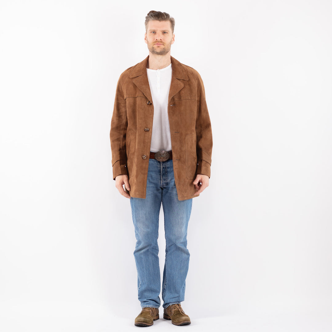 Vintage 70's Men Suede Sherpa Jacket in BrownZ1413