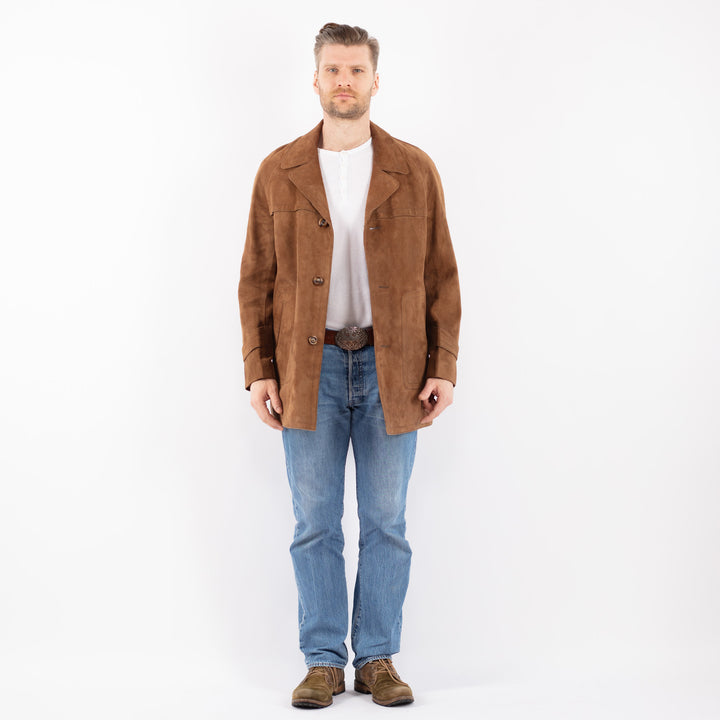 Vintage 70's Men Suede Sherpa Jacket in BrownZ1413