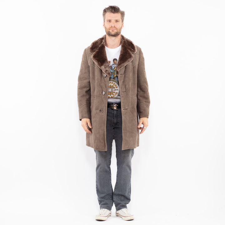 Vintage 70's Men Sheepskin Coat in BeigeZ1938