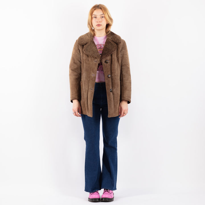 Vintage 70's Women Sheepskin Coat in BrownV9554
