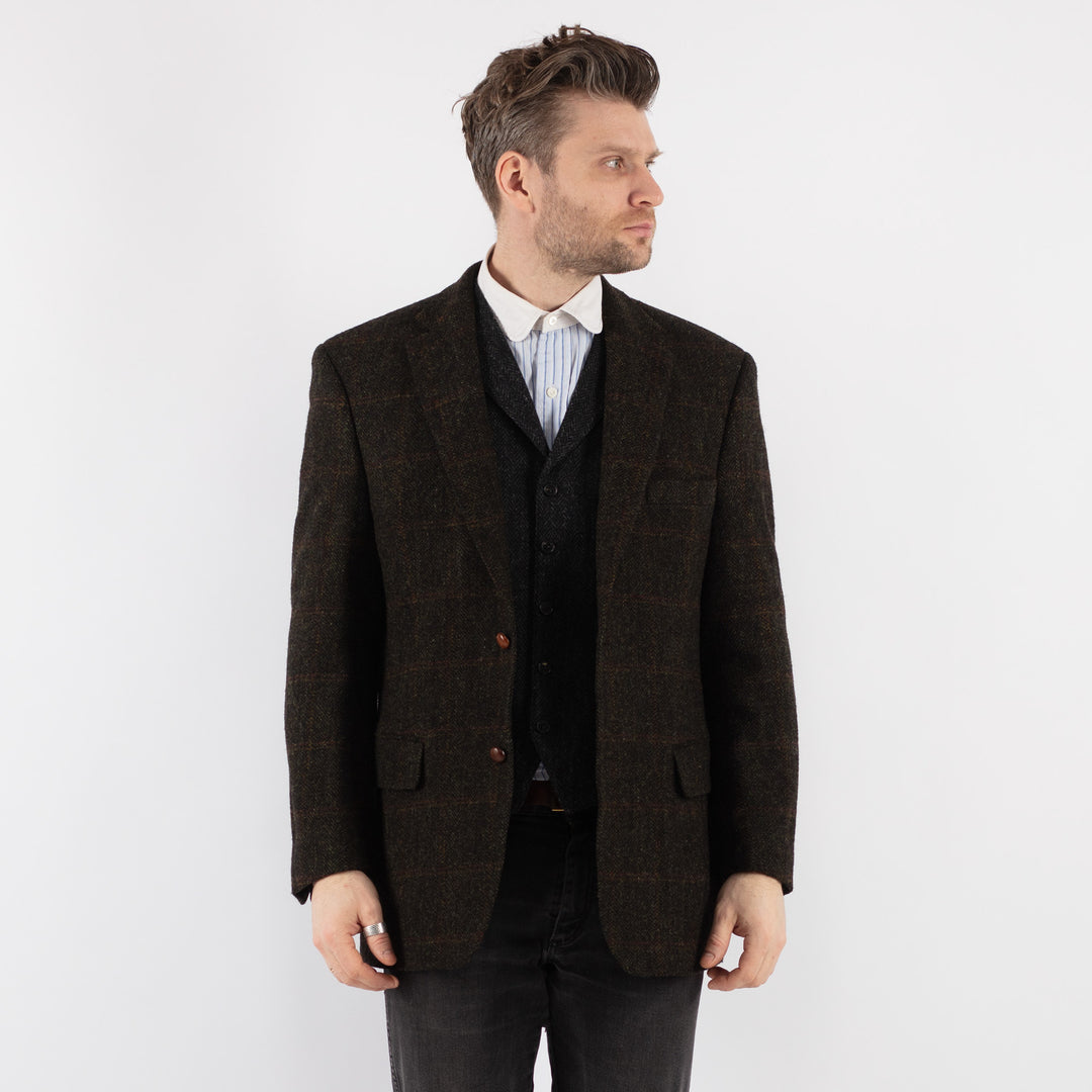 Vintage 90's Men Harris Tweed Jacket in Dark Green - NorthernGrip