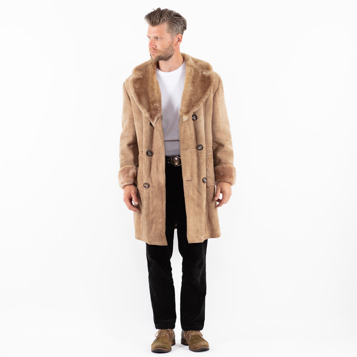 Vintage 70's Men Sheepskin Coat in BeigeZ1841