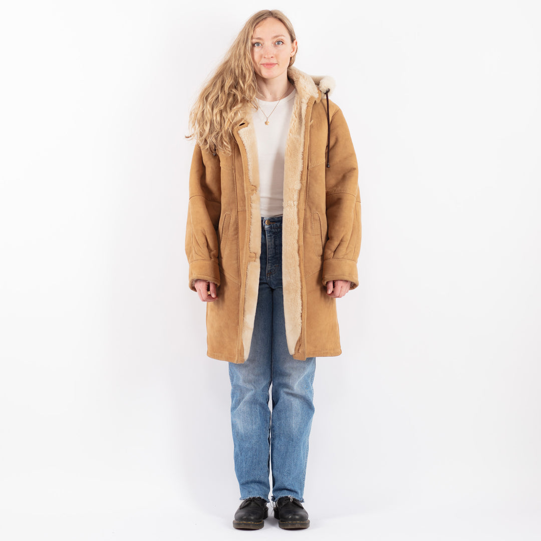 Vintage 90's Women Sheepskin Coat in BeigeV9467