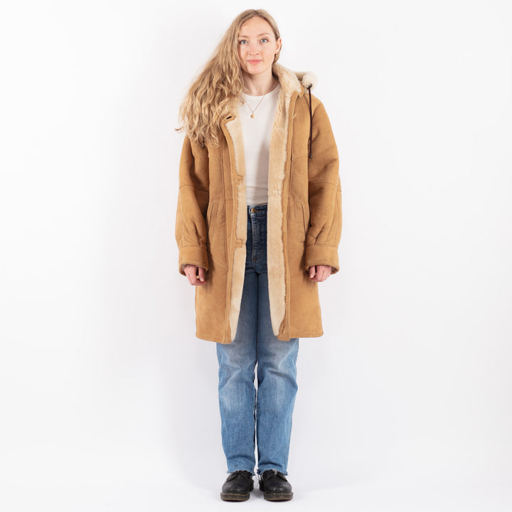 Vintage 90's Women Sheepskin Coat in BeigeV9467