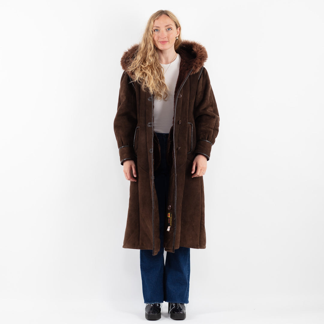 Vintage 70's Women Sheepskin Coat in BrownV9875