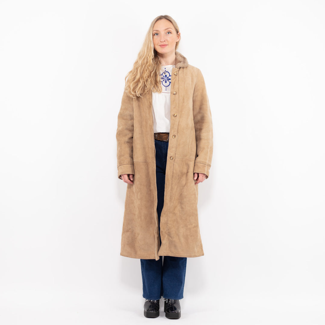 Vintage 70's Women Sheepskin Coat in BeigeA1005