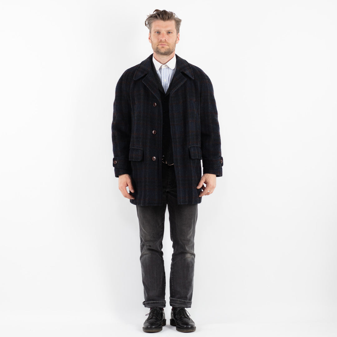 Vintage 80's Men Wool Coat in BlueZ1747
