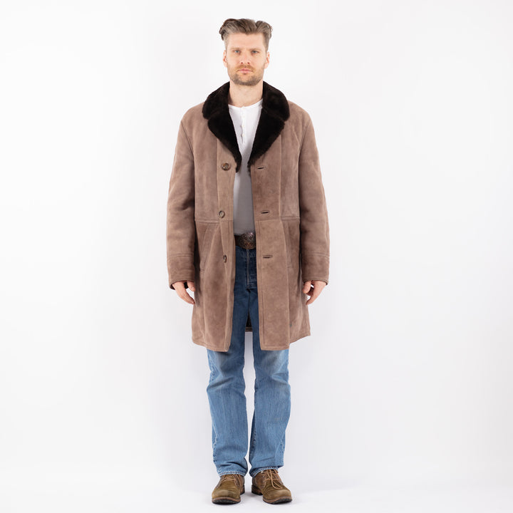 Vintage 70's Men Sheepskin Coat in BeigeZ1416