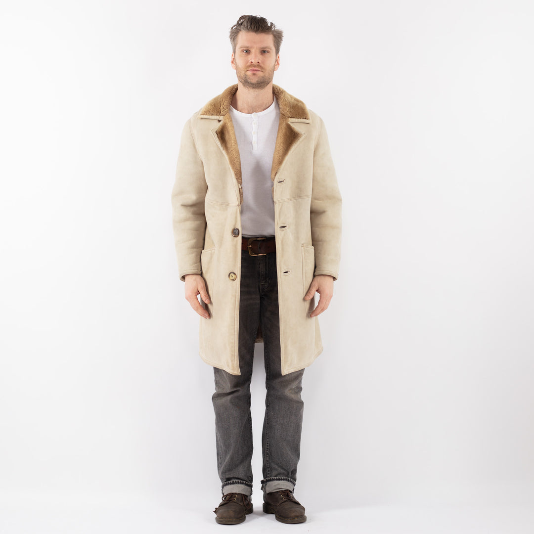 Vintage 70's Men Sheepskin Coat in BeigeZ1126