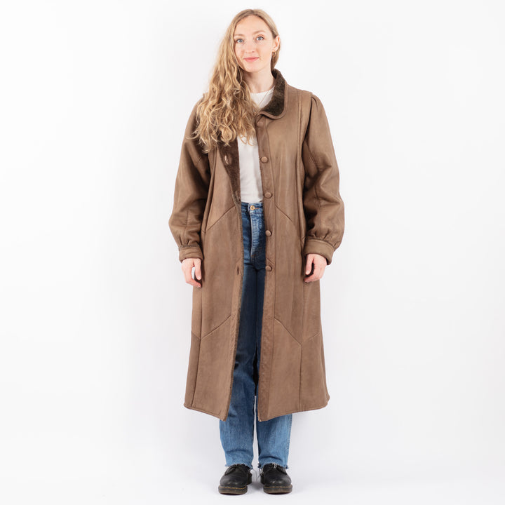 Vintage 80's Women Sheepskin Coat in BrownV9471