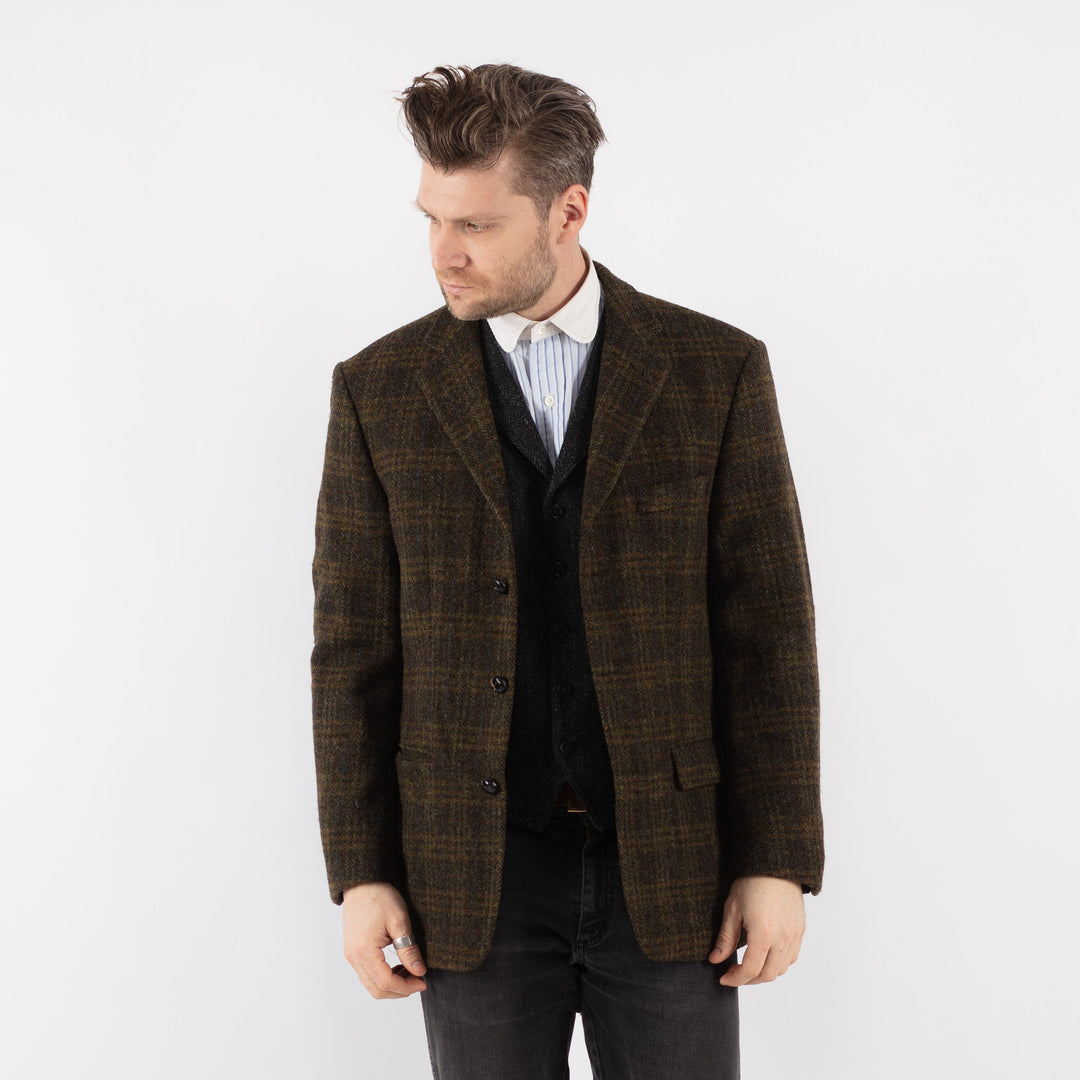 Vintage 90's Men Harris Tweed Jacket in Green - NorthernGrip