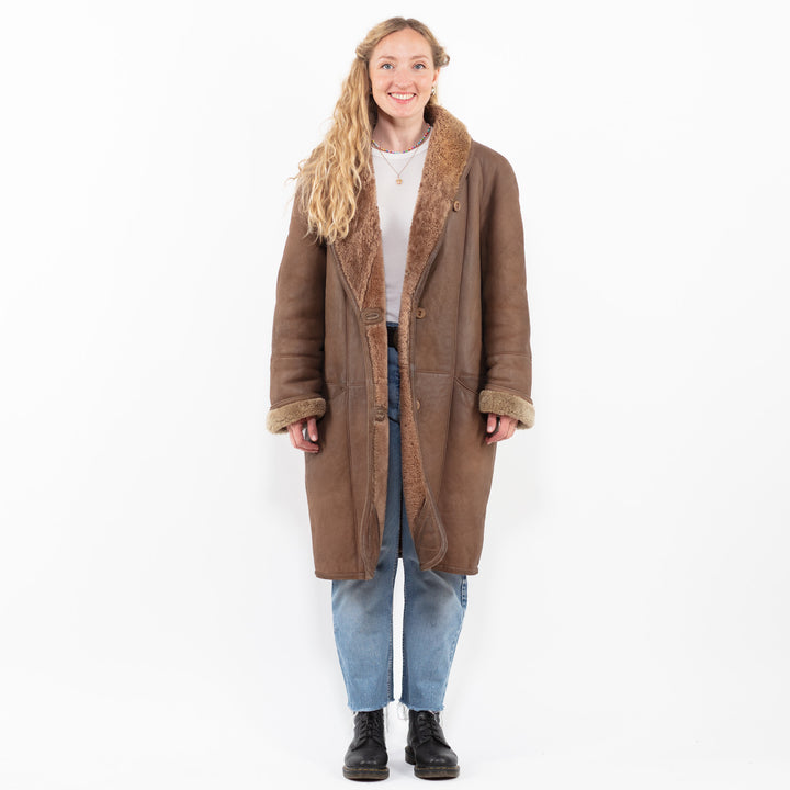 Vintage 80's Women Sheepskin Coat in BrownA0278