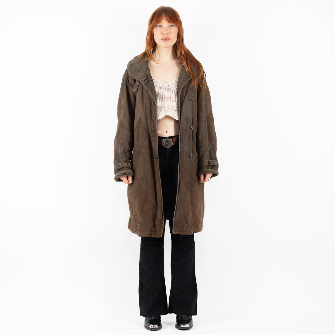 Vintage 80's Women Sheepskin Coat in BrownV9777