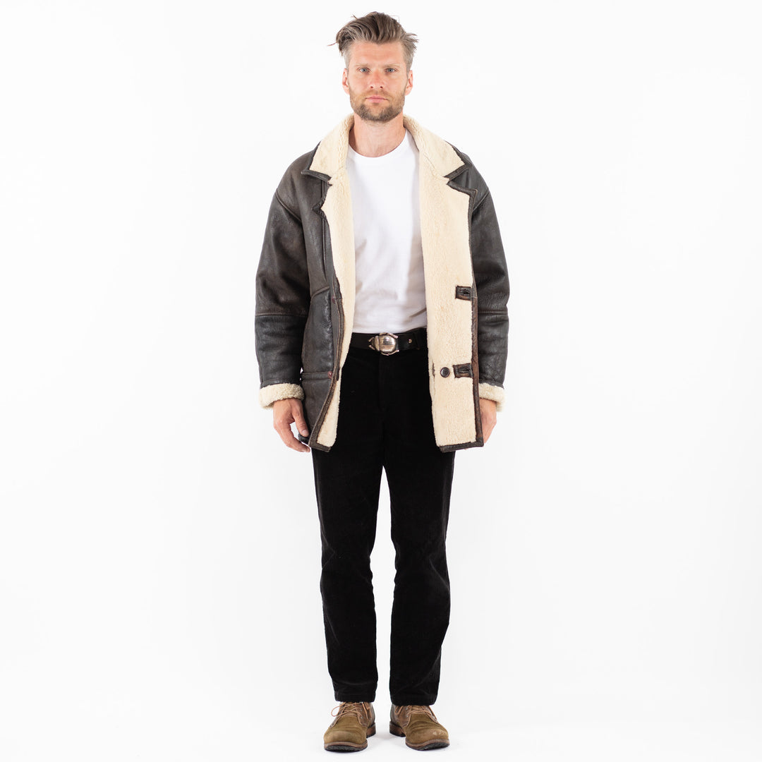 Vintage 70's Men Sheepskin Coat in BrownZ1846