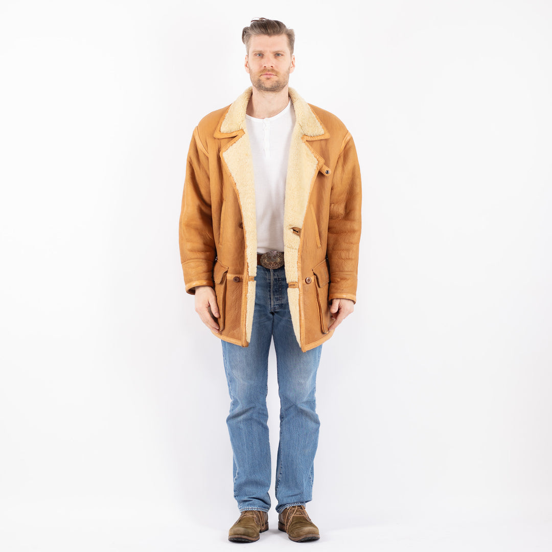 Vintage 80's Men Sheepskin Shearling in BrownZ1418