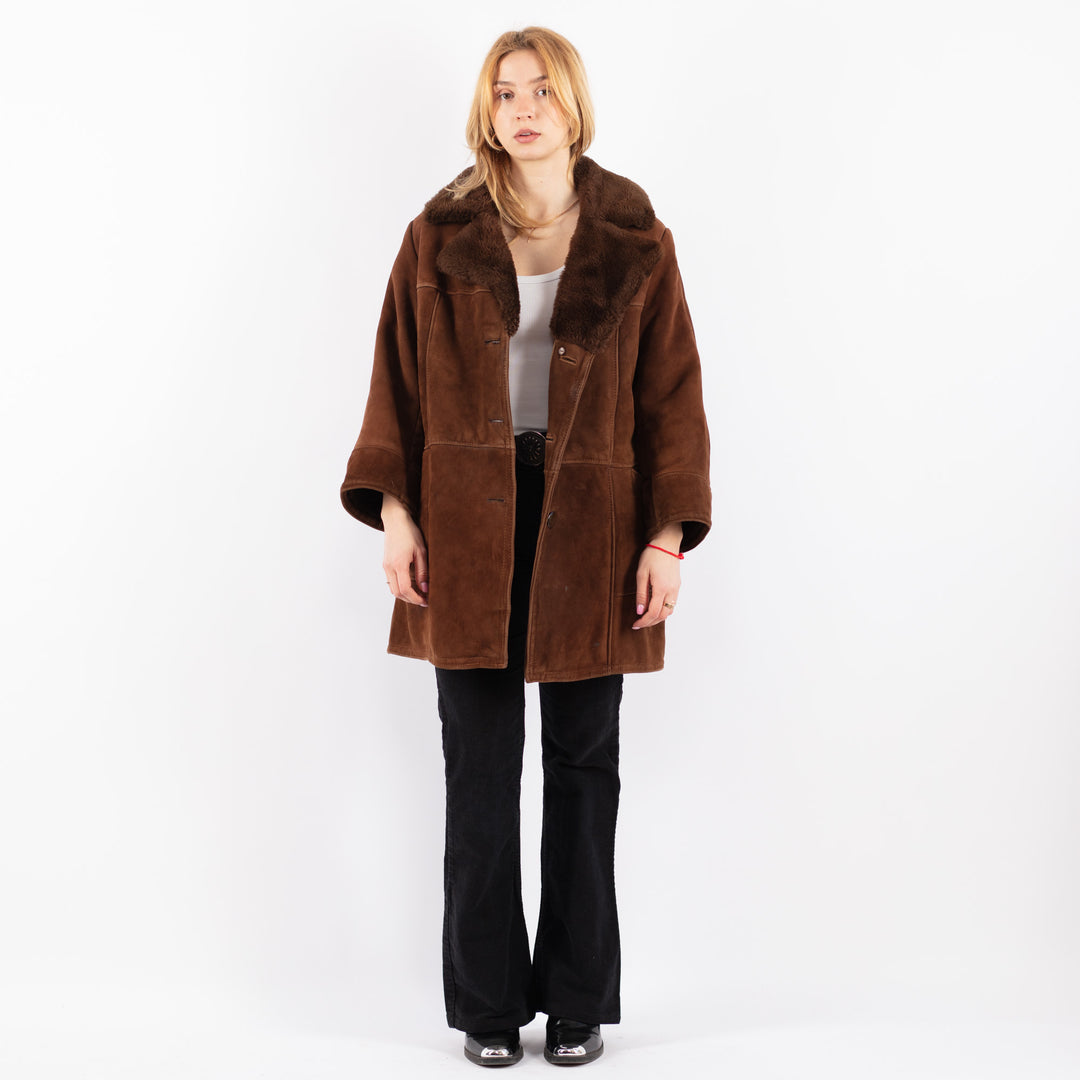Vintage 70's Women Sheepskin Coat in BrownV9662