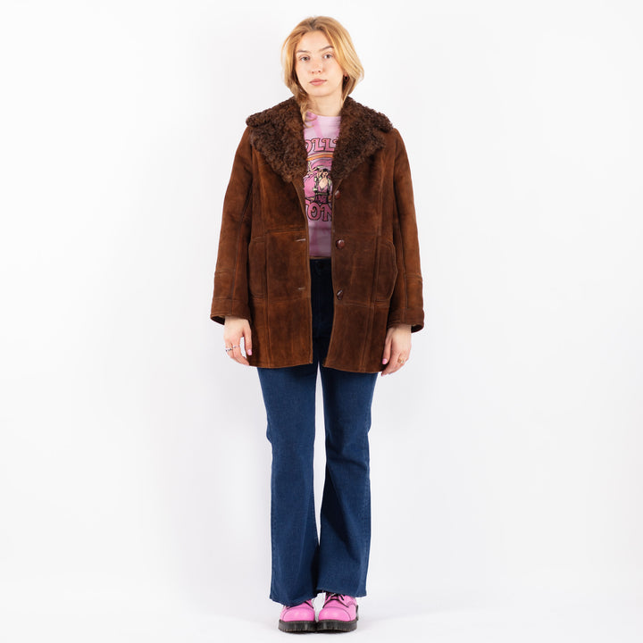 Vintage 70's Women Sheepskin Coat in BrownV9559