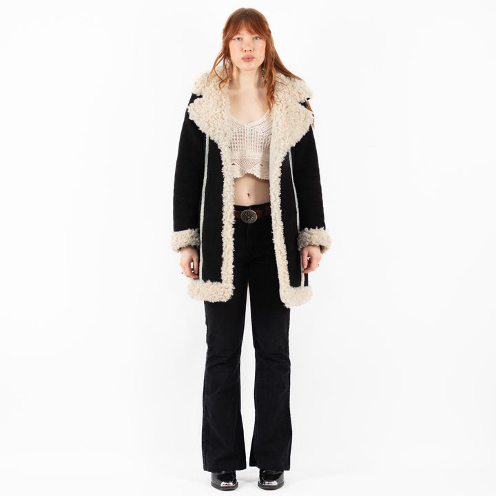Vintage 00's Women Faux Sheepskin Coat in BlackV9780