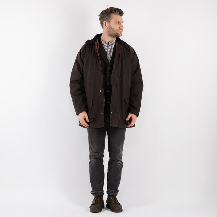 Vintage 90's Men Waxed Canvas Jacket in Brown - NorthernGrip