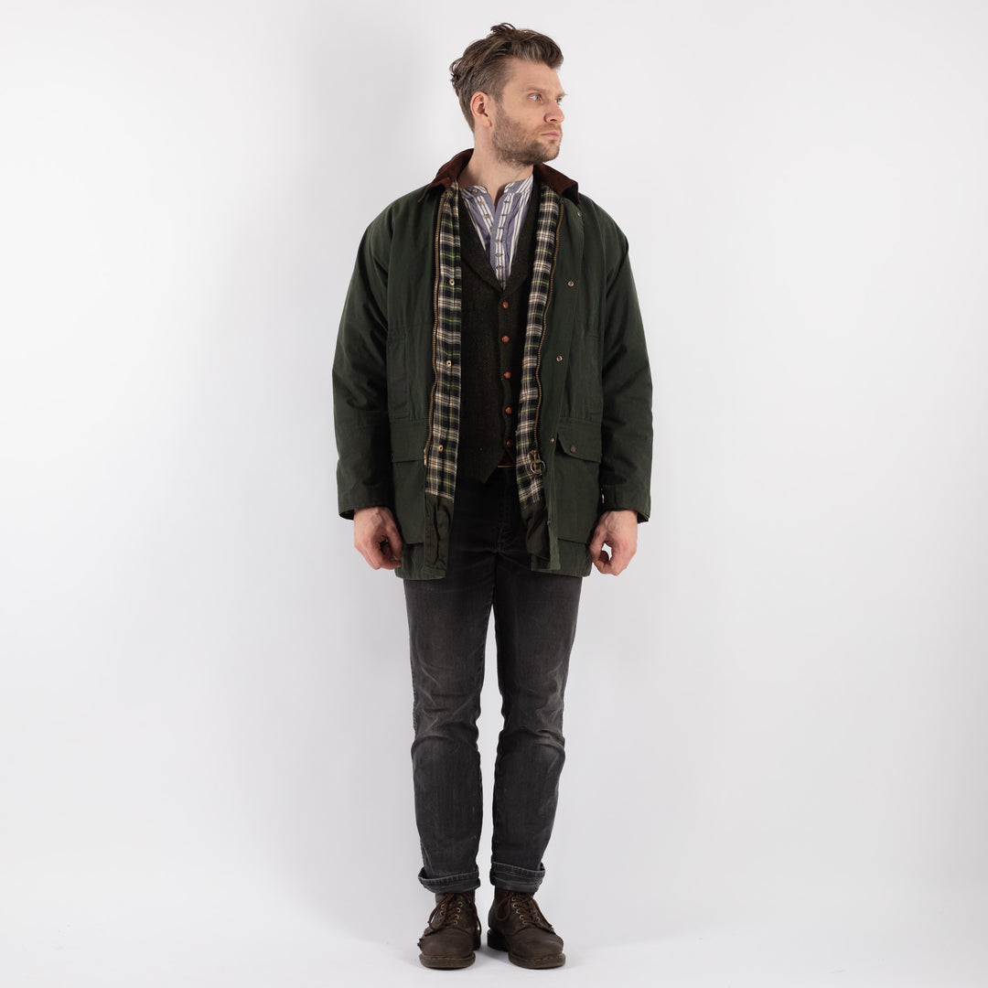 Vintage 90's Men Waxed Canvas Jacket in Green - NorthernGrip