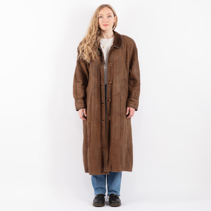 Vintage 90's Women Sheepskin Coat in BrownV9479