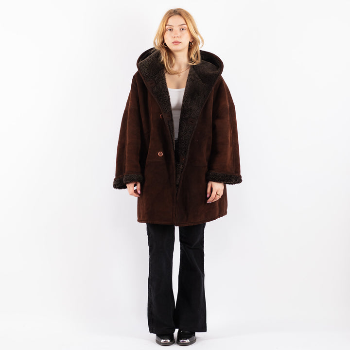 Vintage 90's Women Sheepskin Coat in BrownV9665