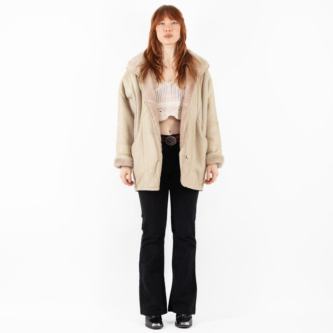 Vintage 70's Women Sheepskin Coat in BeigeV9785