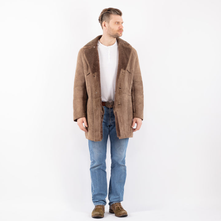 Vintage 70's Men Sheepskin Coat in BeigeZ1421