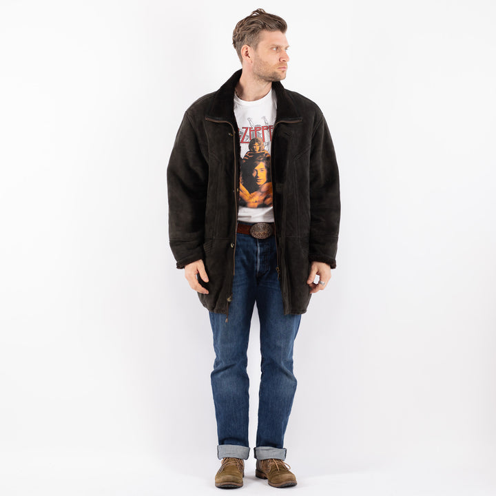 Vintage 90's Men Sheepskin Coat in GrayZ1530