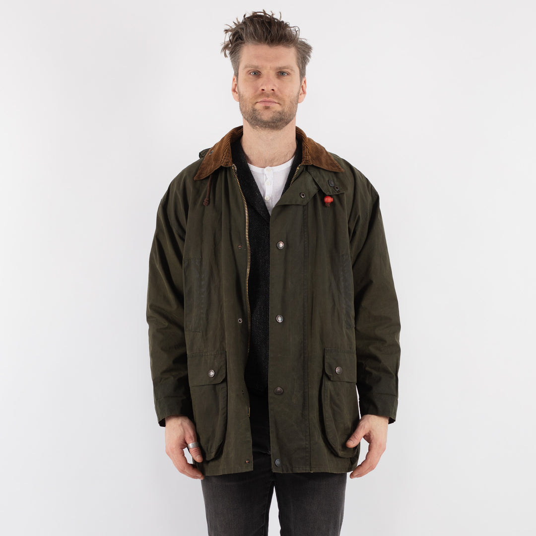 Vintage 90's Men Mc Orvis Waxed Canvas Jacket in Green - NorthernGrip