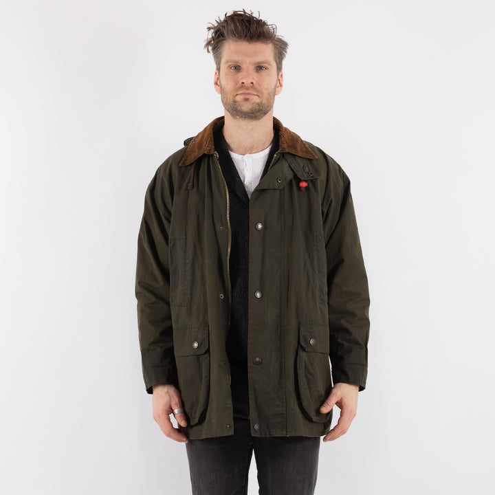 Vintage 90's Men Mc Orvis Waxed Canvas Jacket in Green - NorthernGrip