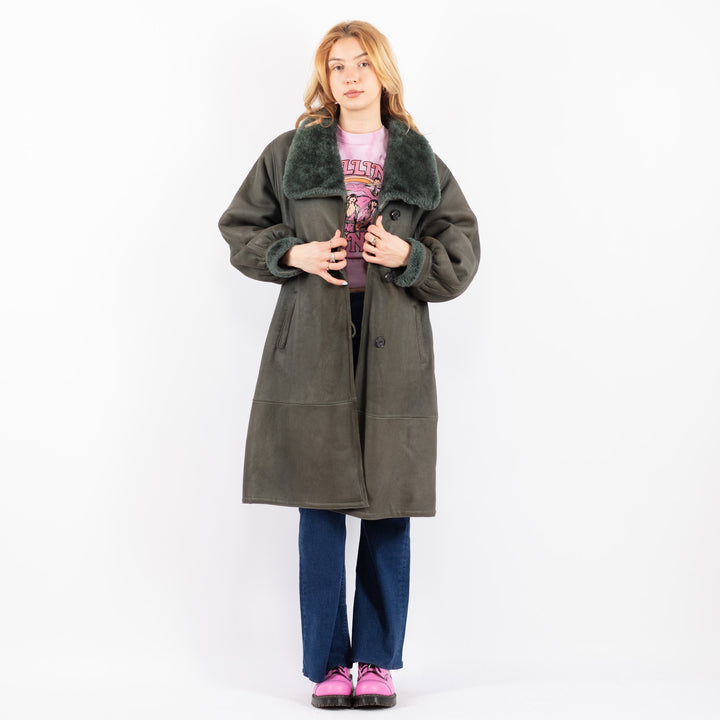 Vintage 70's Women Sheepskin Coat in GreenV9563