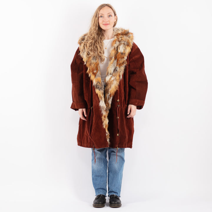 Vintage 90's Women Suede Coat in BrownV9481