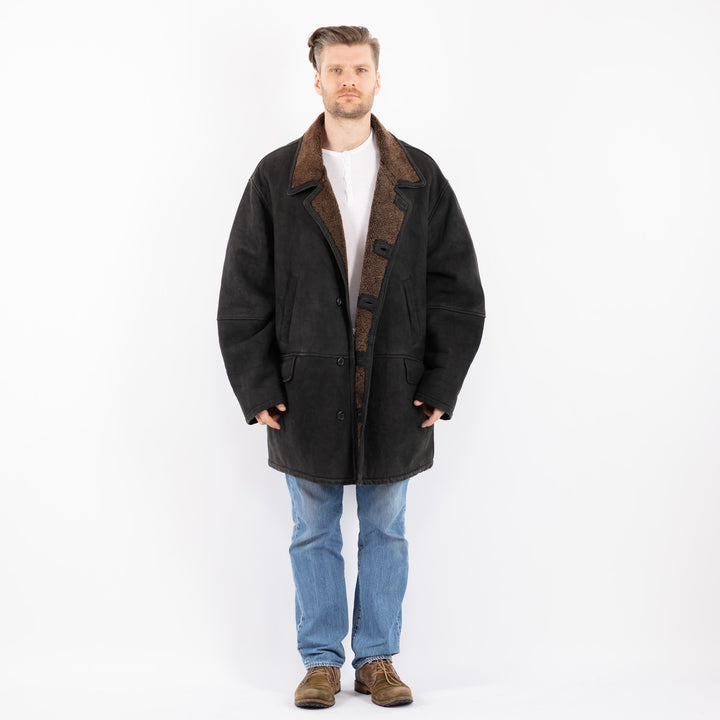 Vintage 90's Men Sheepskin Coat in BlackZ1422