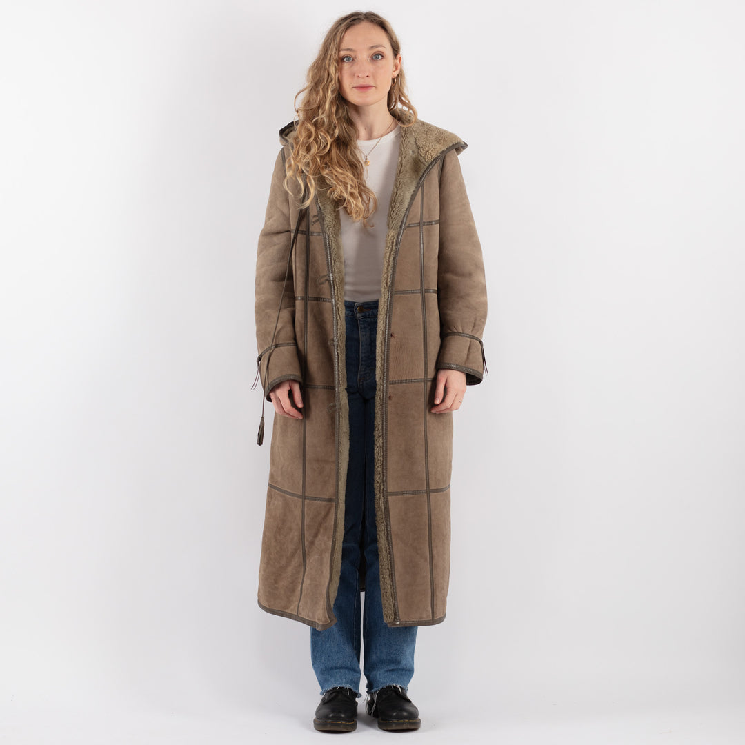 Vintage 80's Women Sheepskin Coat in BeigeV9248