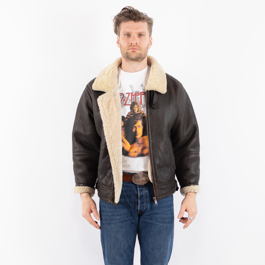 Vintage 90's Men Sheepskin Jacket in BrownZ1531